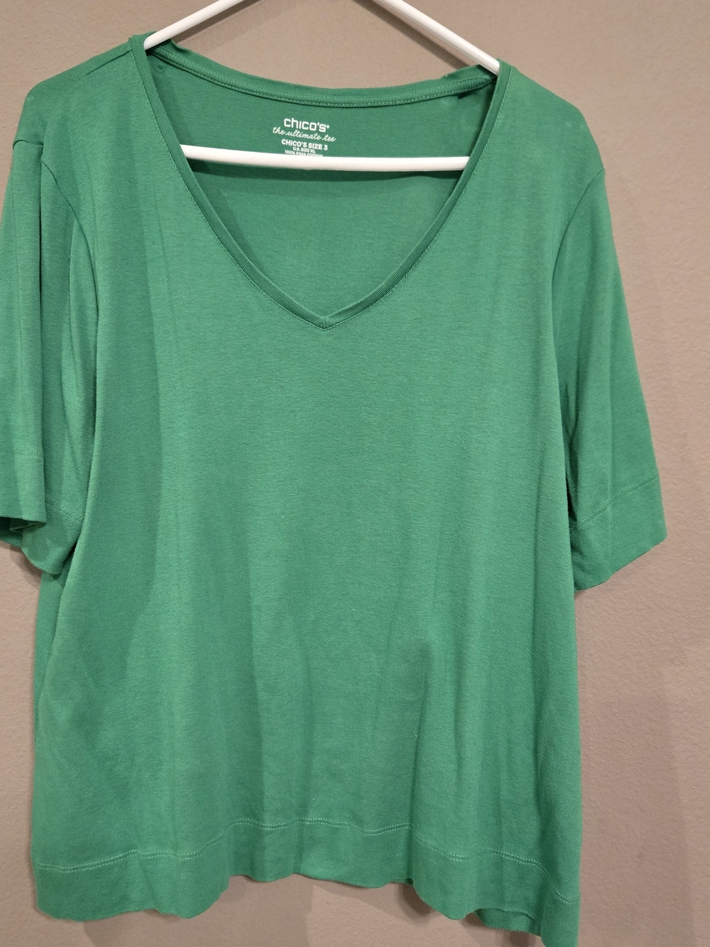 Chico's V-Neck Short Sleeve Top in Green